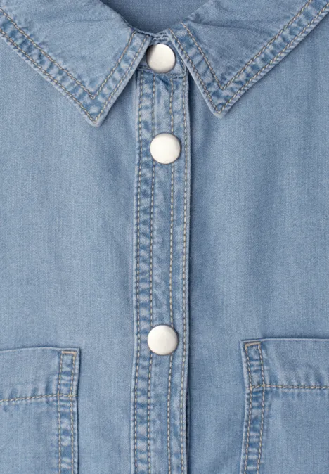 Kurzarm Bluse im Washed-Look Light Blue soft wash