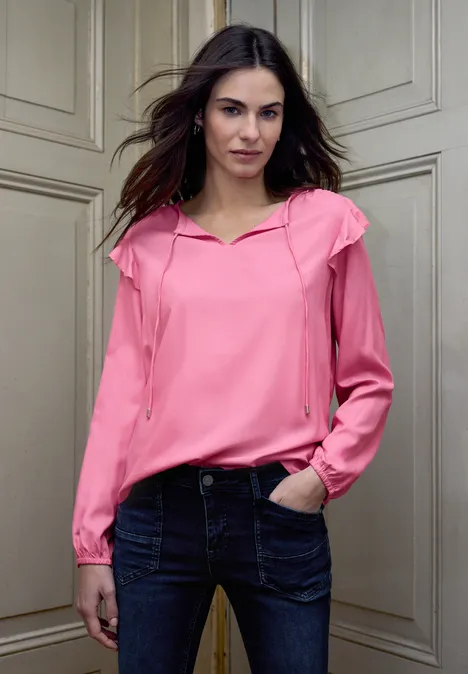 Tunika mit Volants glowy pink