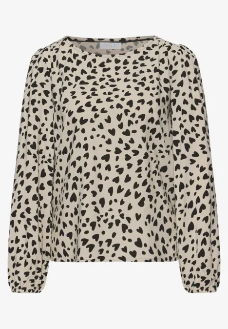 Blouse avec motif de cœur stone sand
