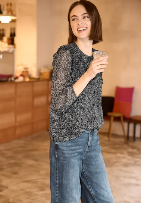 Blouse met volants buffed beige