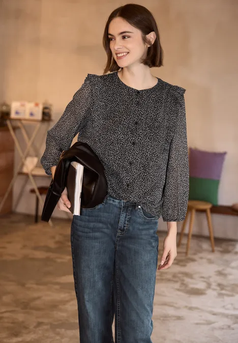 Blouse met volants buffed beige