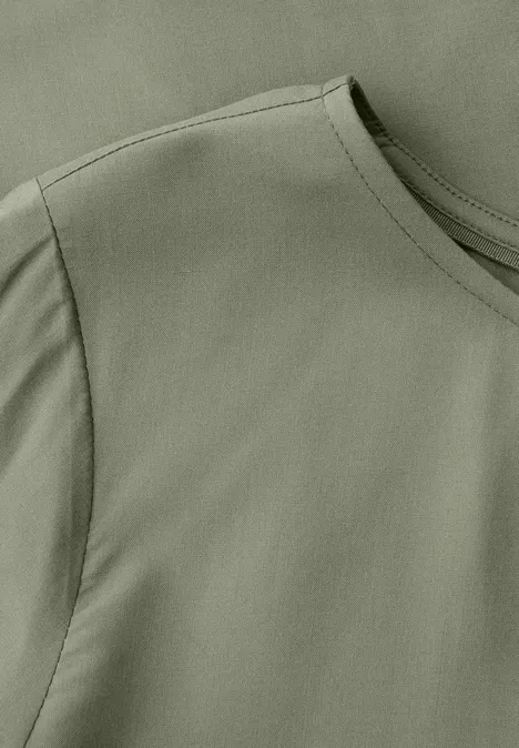 Blouse met korte mouwen en ronde hals in effen kleur Lichen Green