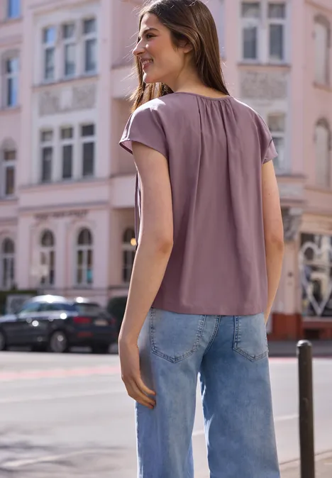 Blouse met losse schouders en gespleten hals hazy rose