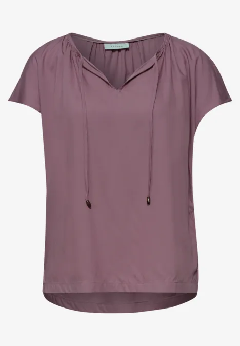 Blouse met losse schouders en gespleten hals hazy rose