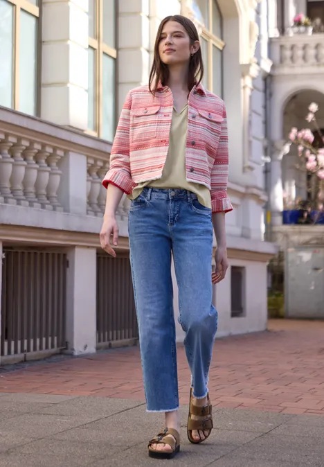 Dropped Shoulder Bluse mit Split Neck stone sand