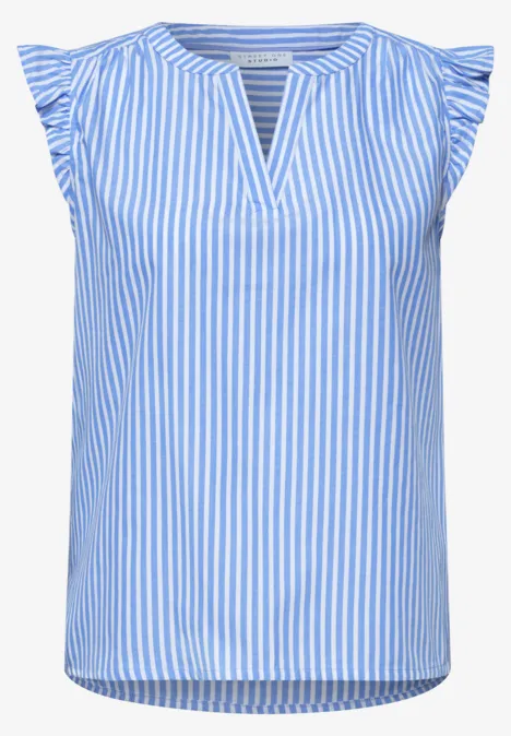 Blusentop mit Split Neck und Volants eventide blue Blusentop mit Split Neck und Volants eventide blue