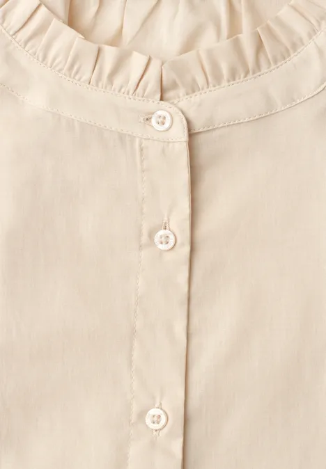 Blouse à manches courtes avec col rond et volants stone sand