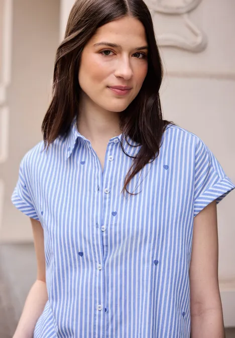 Dropped Shoulder Bluse mit Embroidery eventide blue