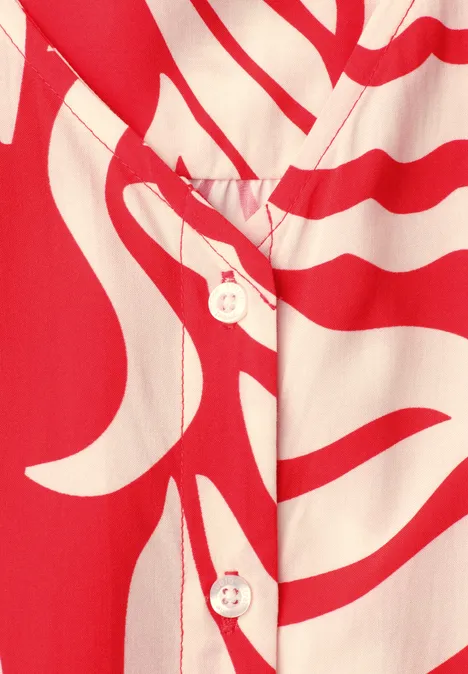 Bluse mit V-Neck und floralem Muster chili red