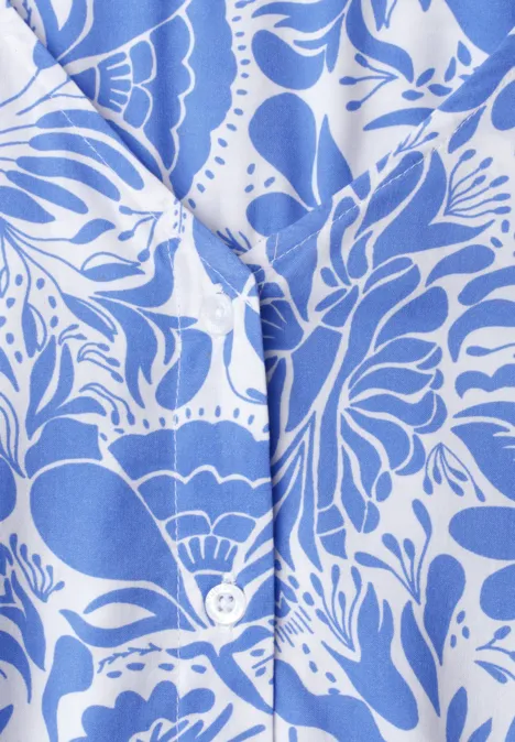 Bluse mit V-Neck und floralem Muster eventide blue