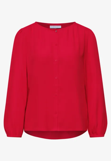 Chemisier à manches 3/4 avec col rond et boutons chili red