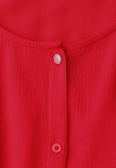 Chemisier à manches 3/4 avec col rond et boutons chili red