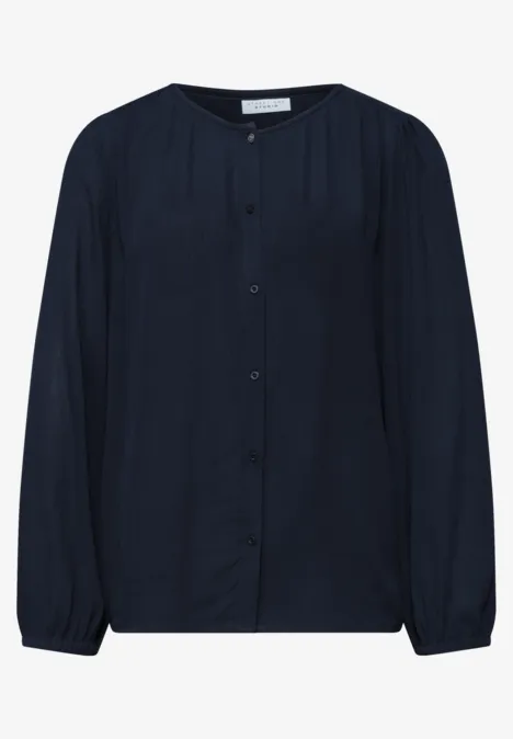 3/4-Arm Bluse mit Rundhals und Knöpfen midnight muse
