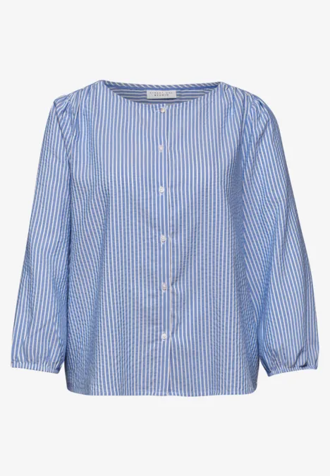 3/4-Arm Bluse in Seersuckerqualität original blue