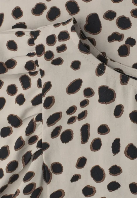 Blouse met afhangende schouders en luipaardprint Black Beige stof met onregelmatige zwarte en bruine vlekken