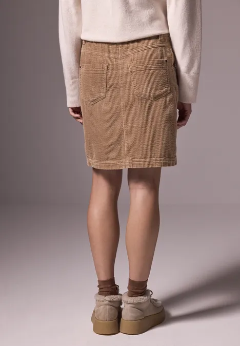 Cordrock mit Knopfeiste button brown
