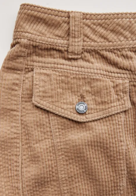Cordrock mit Knopfeiste button brown