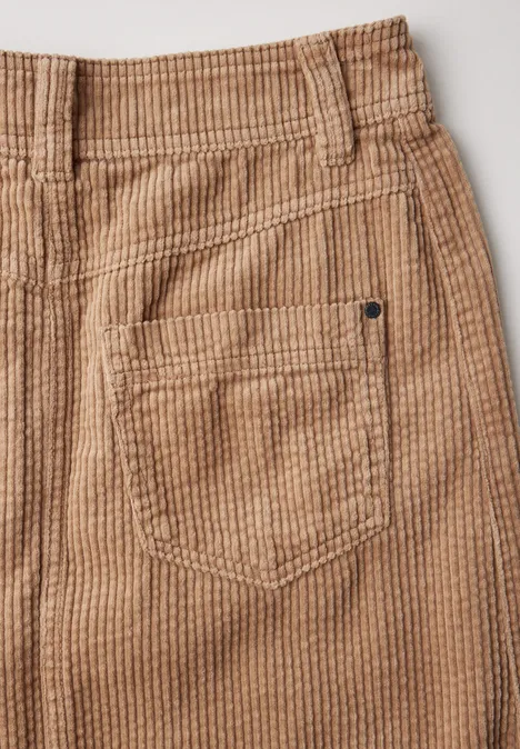 Cordrock mit Knopfeiste button brown