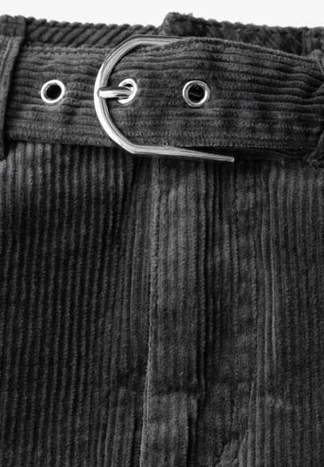 Cordrock mit Gürtel lead grey