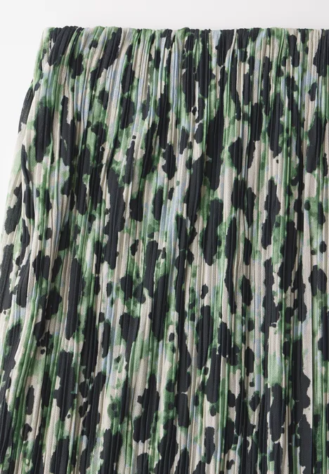 Bedruckter Plissée-Mesh-Rock vivid green
