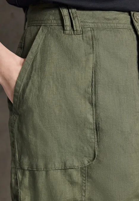 Leinenrock im Cargo-Look peridot green