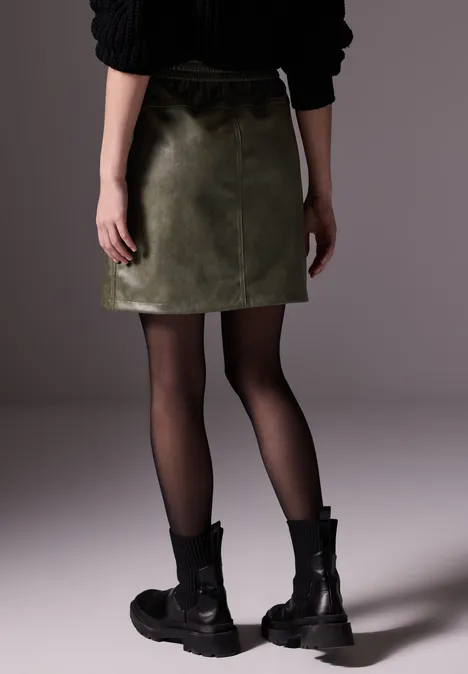 Rock im Leder-Look dull kale green