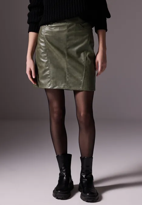 Rock im Leder-Look dull kale green