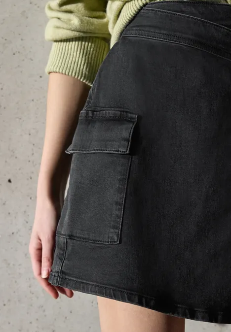 Jeansrock in Wickel-Optik Black Washed