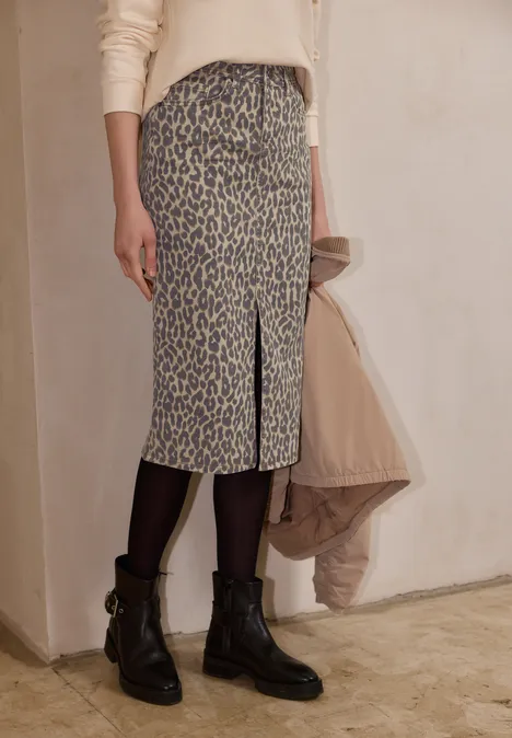 Midi-rok leo printed wash
