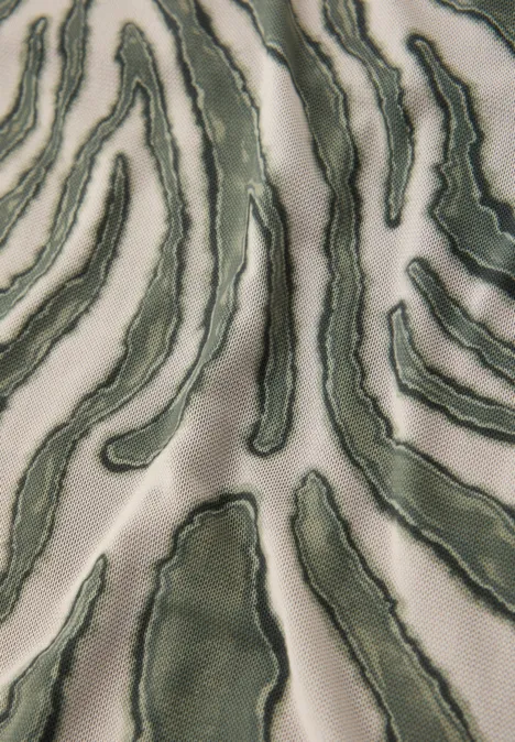 Jupe midi avec motif zèbre Lichen Green