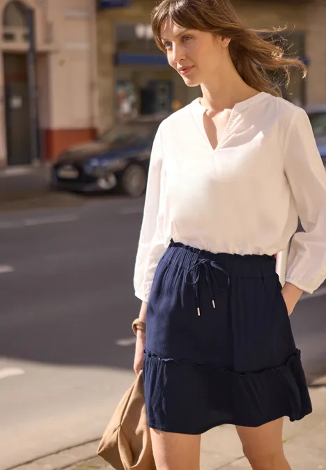 Knielange rok met volants en zakken midnight muse