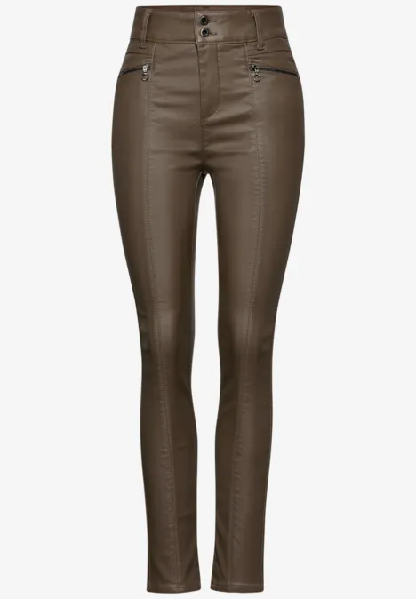 Hose im Leder-Look cub brown