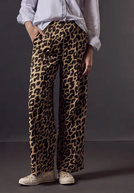 Bedruckte Wide Leg Hose mocha kiss
