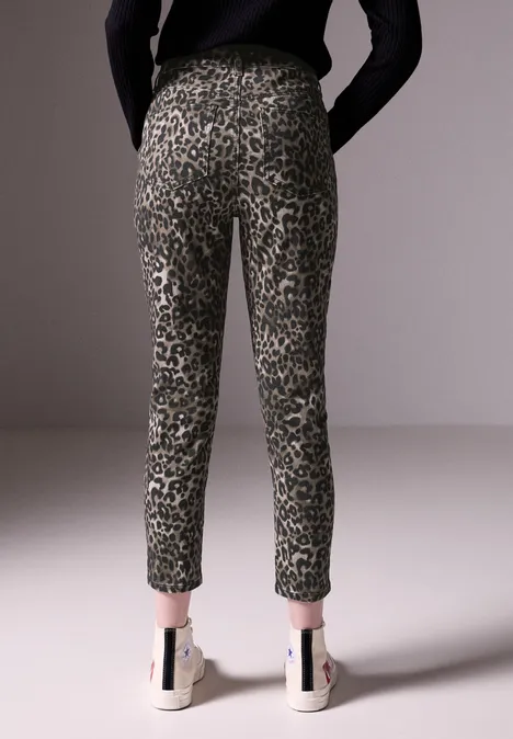 Jeans mit Leo-Print Black