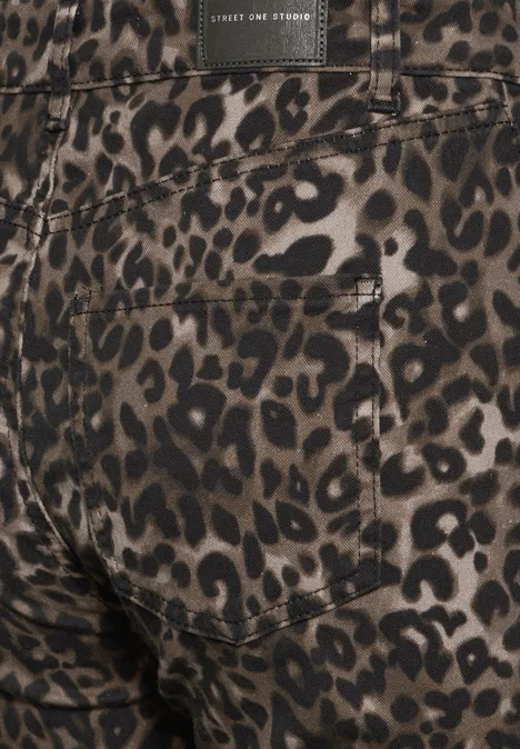 Jeans mit Leo-Print Black