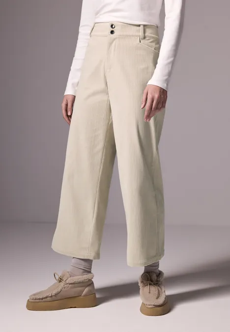 Wide Leg Cordhose pebble beige