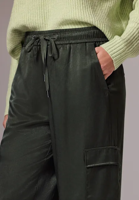 Cargo broek wijde pijpen oil green