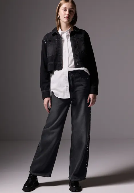 Wide Leg Jeans Black soft wash
