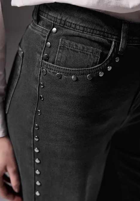 Wide Leg Jeans Black soft wash