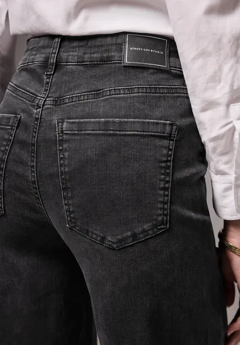 Wide Leg Jeans Black Washed