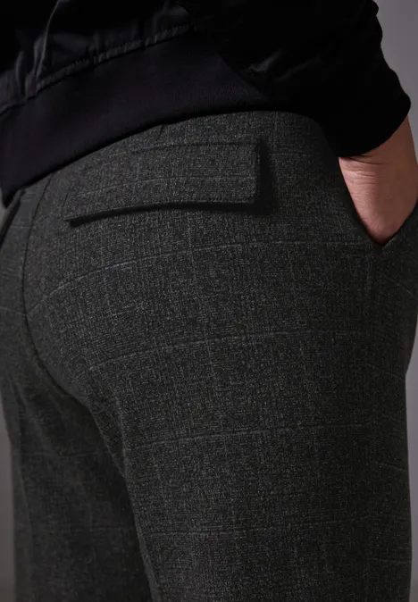 Karierte Chino anthracite melange