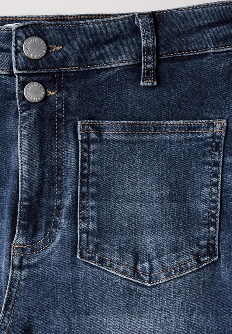 Skinny Flared Jeans dark blue authentic washed