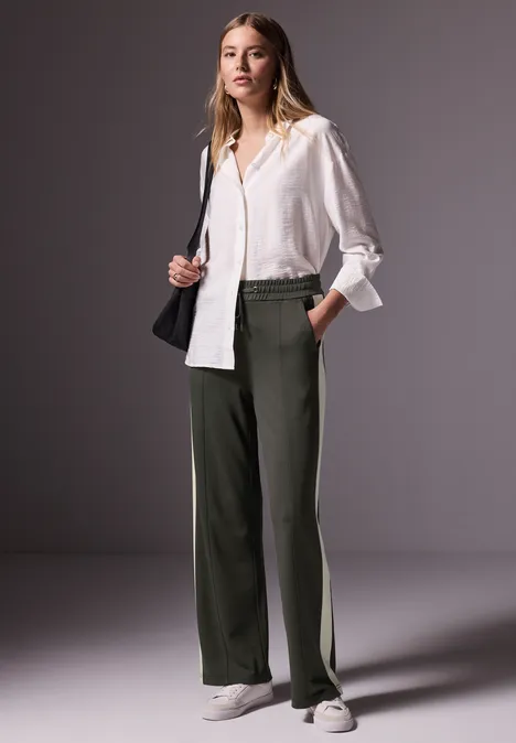 Hose mit Kontrast-Streifen nightfall green