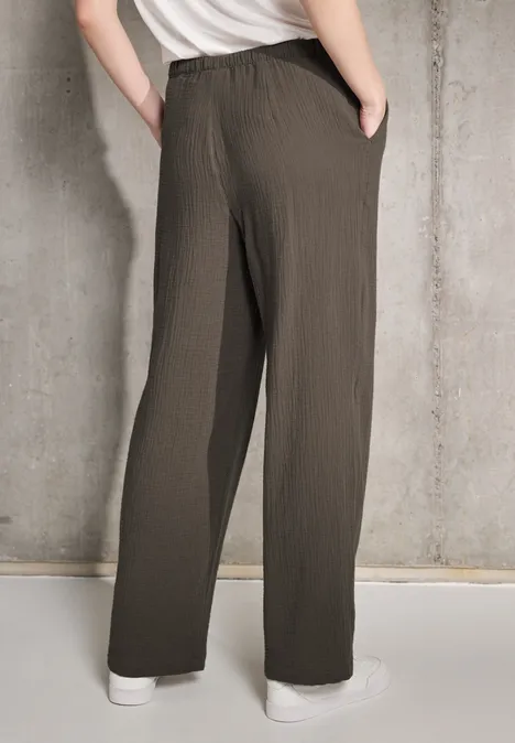 Musselin Wide Leg Hose acron brown