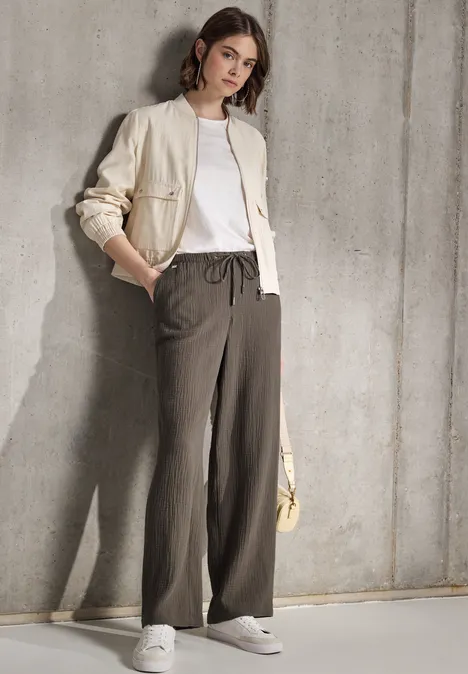 Musselin Wide Leg Hose acron brown