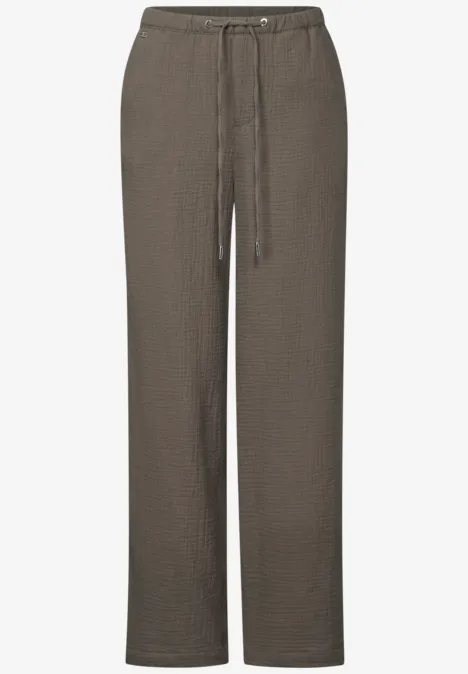 Musselin Wide Leg Hose acron brown