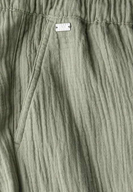 Musselin Wide Leg Hose pale mud green