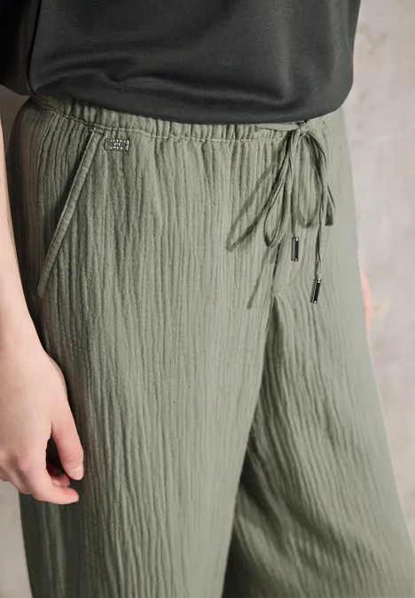 Musselin Wide Leg Hose pale mud green