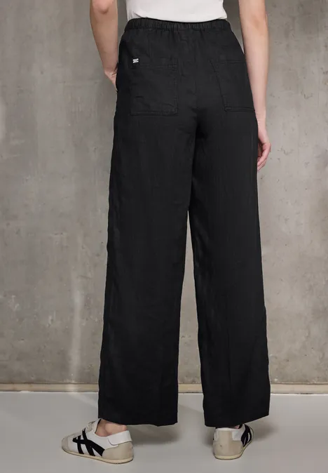 Straight Leg Leinenhose Black