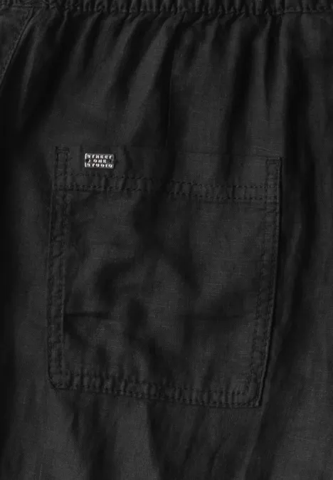 Straight Leg Leinenhose Black